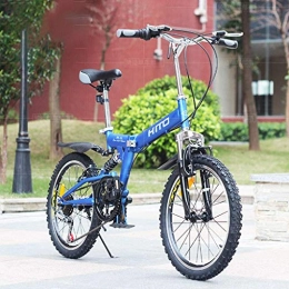 Aquila Bici pieghevoli Aquila Bicicletta Pieghevole 20 Pollici equipaggiato con Dual ammortizzatori, 6 velocità, Alta Acciaio al Carbonio Leggero Telaio Pieghevole Mountain Bike AQUILA1125 ( Color : Blue )