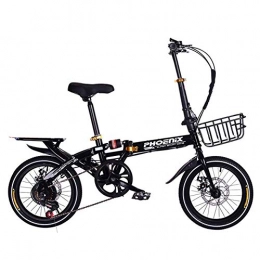 Aquila Bici pieghevoli Aquila Pieghevole City Bike, 6 velocità variabile velocità di BMX, Full Suspension Doppio Freno a Disco Unisex Bicicletta con Adjustable Rear Seat Manubrio AQUILA1125 ( Color : Black , Size : 14" )