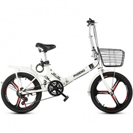 ASYKFJ Bici ASYKFJ Bicicletta pieghevole da 50, 8 cm a 6 velocità pieghevole per studenti adulti, telaio leggero in alluminio, tre coltelli rotondi, bianco