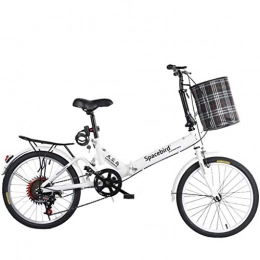 ASYKFJ Bici ASYKFJ Bicicletta Pieghevole Folding Bike velocità variabile Maschio Adulta Lady Città Commuter Bici di Sport con Il Cestino (Color : White)