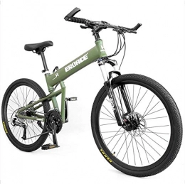 AYHa Bici pieghevoli AYHa Adulti Bambini mountain bike, alluminio pieno Sospensione Telaio hardtail Mountain bike, pieghevole bicicletta della montagna, sedile regolabile, verde, 26 pollici 30 Velocità