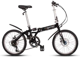 AYHa Bici pieghevoli AYHa Adulti Unisex Biciclette pieghevoli, 20" 6 velocità-alta acciaio al carbonio pieghevole biciclette, leggero Double Disc portatile freno pieghevole City Bike bicicletta, Nero