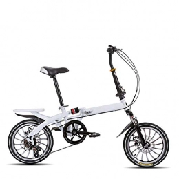 AYHa Bici AYHa Pieghevole in bicicletta, doppio freno a disco da 20" Adulti City Bike di un pezzo della rotella 6 velocità Sedile Manubrio regolabile con posteriore mensola Unisex, bianca