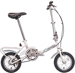 Aoyo Bici Bambini Biciclette pieghevoli, 12" Light Weight Folding Bike, acciaio di alta carbonio Telaio, Junior studenti delle scuole superiori Single Speed ​​telaio rinforzato Commuter Bike, (Color : White)