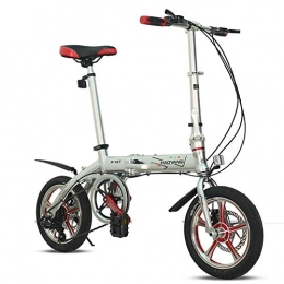BCX Bici BCX Bicicletta pieghevole leggera, bicicletta pieghevole da 14 pollici a 6 velocità con doppio freno a disco, bici da pendolare con telaio rinforzato per adulti, donna, argento, Argento