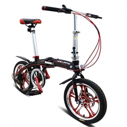 BCX Bici BCX Biciclette pieghevoli da 16 pollici, bicicletta pieghevole con freno a doppio disco a 6 velocità, bicicletta portatile leggera in lega di alluminio, nera, Nero