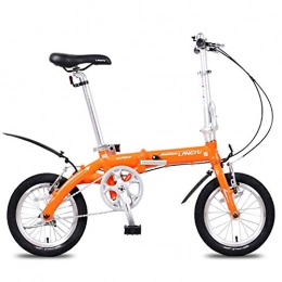 BCX Bici BCX Mini bici pieghevoli, bicicletta da pendolare urbana leggera in lega di alluminio da 14 pollici portatile, bicicletta pieghevole a velocità singola super compatta, viola, arancia