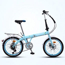 ZRN Bici Bicicletta da città pieghevole in acciaio ad alto tenore di carbonio Bicicletta da 20 pollici a velocità variabile Freno a doppio disco Mini portatile ultraleggero Mini maschio e femmina per adulti