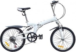 HCMNME Bici pieghevoli Bicicletta durevole di alta qualità, 20-Inch pieghevole Velocità bicicletta pieghevole Mountain Bike doppio V impianto frenante anteriore e posteriore Shock-Shift esterna bicicletta di sport della bic