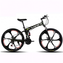 GXQZCL-1 Bici pieghevoli Bicicletta Mountainbike, 26" Mountain Bike, pieghevole hardtail in bicicletta, acciaio al carbonio telaio, con doppio freno a disco e Double Suspension MTB Bike ( Color : Black , Size : 21 Speed )