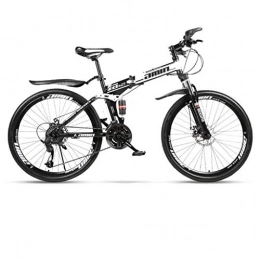 GXQZCL-1 Bici Bicicletta Mountainbike, 26inch Mountain bike, biciclette pieghevoli hardtail, acciaio al carbonio Telaio, doppio freno a disco e sospensioni completi MTB Bike ( Color : White , Size : 21 Speed )