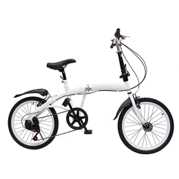 Futchoy Bici Bicicletta per adulti con telaio pieghevole a 7 velocità, 20 pollici, doppio freno a V, resistente (bianco)