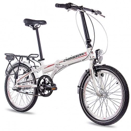 CHRISSON Bici pieghevoli bicicletta pieghevole 20” bici pieghevole in alluminio bicicletta CHRISSON FOLDRIDER 2.0 con 3  marce SHIMANO NEXUS bianco
