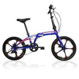 Bicicletta pieghevole 20'' in Alluminio bici Folding Bike cambio Shimano 7v Velocità Freni a disco leggera e comoda (Blu)