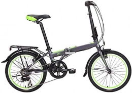 mjj Bici Bicicletta pieghevole 20 in per adulti, telaio leggero in alluminio a 6 marce, mini bici pieghevole Urban Pendler, leggera, con freno a V