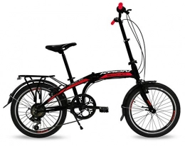 KRON Bici Bicicletta pieghevole 20'' Kron Fold 3.0, Folding bike con cambio 7 Velocità speed nero Unisex (Nero - Rosso)