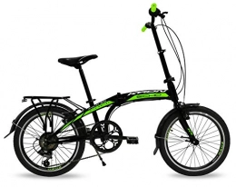 KRON Bici Bicicletta pieghevole 20'' Kron Fold 3.0, Folding bike con cambio 7 Velocità speed nero Unisex (Nero - Verde)