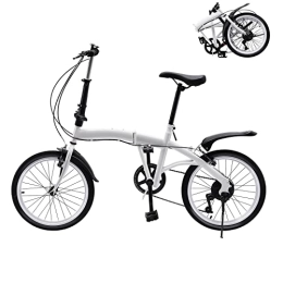 Fetcoi Bici Bicicletta pieghevole 20 pollici 7 velocità bicicletta bianca per adulti ed studenti a velocità variabile 44T con doppio freno a V