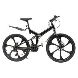 Fetcoi Bici Bicicletta pieghevole a 21 marce, 26 pollici, 80-95 mm, altezza della seduta regolabile, pieghevole, per mountain bike, colore nero, con freni a disco meccanici, per sport all'aria aperta