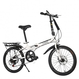 DEENGL Bici Bicicletta pieghevole a 6 velocità, in gomma di resistenza (mid-range senza smorzamento), 20 cm, colore: bianco