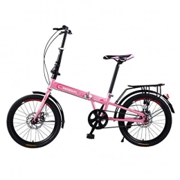 Giow Bici Bicicletta pieghevole Bicicletta portatile per adulti Bicicletta da 20 pollici a velocità variabile Studenti e studentesse Commuter Car Bici da strada per adulti (Colore: rosa, dimensioni: 20 pollici)