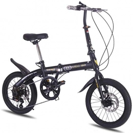 mjj Bici Bicicletta pieghevole da 16 pollici, velocità variabile, freno a doppio disco, in acciaio al carbonio, materiale per uomini e donne