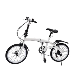 Bicicletta pieghevole da 20", 7 marce, per adulti, pieghevole, per campeggio, città, colore bianco