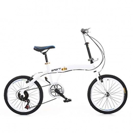 Fetcoi Bici Bicicletta pieghevole da 20", colore bianco, 7 marce, con doppio freno a V, pieghevole, Urban Bike Cruiser, sistema Quick Fold, con sedile regolabile in altezza: 70 – 100 mm