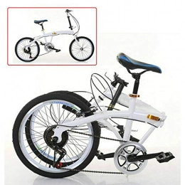 Fetcoi Bici Bicicletta pieghevole da 20", doppio freno a V, in acciaio al carbonio, portatile, 7 marce, 13 kg (bianco)