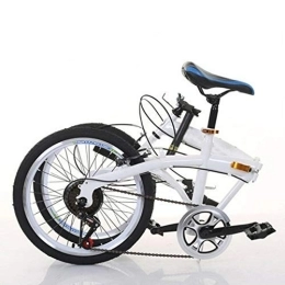 SHZICMY Bici pieghevoli Bicicletta pieghevole da 20", in acciaio al carbonio, piccola, unisex, a 7 marce, velocità variabile, freno a V e freno posteriore, bicicletta da città per adulti (bianco)
