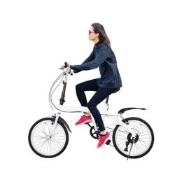 Wensiy Bici Bicicletta pieghevole da 20 pollici, 6 marce, pieghevole a 6 marce, colore bianco
