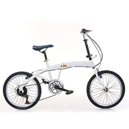 Jintaihua Bici Bicicletta pieghevole da 20 pollici, 7 marce, con freno a doppio V, in acciaio al carbonio, pieghevole, 44T, colore bianco