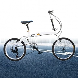 SHZICMY Bici pieghevoli Bicicletta pieghevole da 20 pollici, a 7 velocità, pieghevole, per mountain bike, bici da corsa, bici da strada, freni a doppio V, colore: bianco