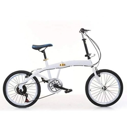 OUkANING Bici Bicicletta pieghevole da 20 pollici, per adulti, pieghevole, 7 marce, con doppio freno a V, colore bianco
