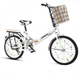 Bicicletta pieghevole da 40,6 cm e 50,8 cm, assorbimento degli urti a molla, pieghevole per studenti e adulti., bianco, 16in