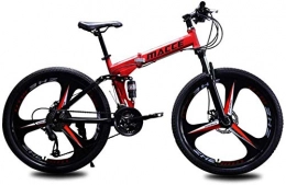DSG Bici pieghevoli Bicicletta pieghevole e facile da trasportare mountain bike 21 velocità 21 pollici forte neve due dischi ammortizzanti bicicletta - rosso