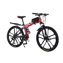 Bicicletta pieghevole in acciaio al carbonio da 26 pollici, 27 velocità, telaio in acciaio al carbonio con borsa per bicicletta, freno a disco Quick-Fold per adulti