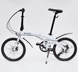 Bicicletta pieghevole in alluminio 20”, cambio Shimano 8 velocità con freni a disco, Bianco opaco, 86 x 32 x 67 cm