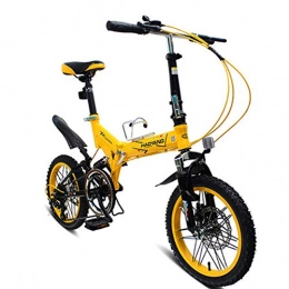 LETFF Bici pieghevoli Bicicletta Pieghevole In Lega Di Alluminio Per Adulti Da 16 Pollici, Ammortizzatore A Velocità Variabile A Ruota, Bicicletta Da Montagna Per Uomo E Donna, Yellow