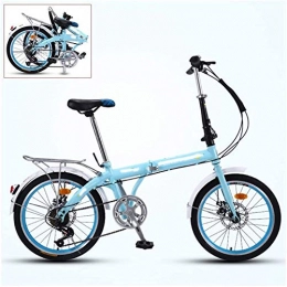 YANJ Bici Bicicletta pieghevole per adulti, bicicletta portatile da 16 pollici ultra-leggero, piegatura a 3 gradini, regolabili a 7 velocità regolabili, anteriori e posteriori doppie, 4 colori ( Color : Blue )