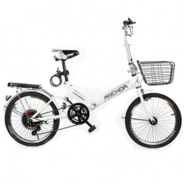QSCFT Bici pieghevoli Bicicletta pieghevole per adulti, donna, uomo, bicicletta pieghevole in acciaio a 7 velocità con ruote da 20 pollici (colore: bianco)