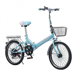 QSCFT Bici Bicicletta pieghevole per adulti, donna, uomo, bicicletta pieghevole in acciaio a 7 velocità con ruote da 20 pollici (colore: blu)