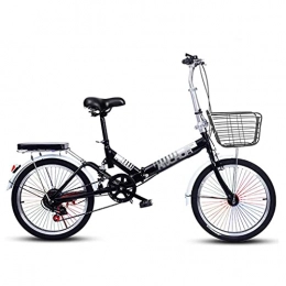 QSCFT Bici Bicicletta pieghevole per adulti, donna, uomo, bicicletta pieghevole in acciaio a 7 velocità con ruote da 20 pollici (colore: nero)