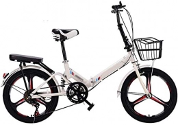 hwbq Bici Bicicletta pieghevole per bambini / giovani, con telaio in acciaio pieghevole a 7 velocità, per bambini, antiurto, anti-pneumatico pieghevole, 20 pollici, colore: bianco