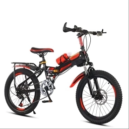 SLDMJFSZ Bici Bicicletta pieghevole per impieghi gravosi, telaio in acciaio al carbonio leggero Shimano originale da 20 pollici per ragazzo e ragazza di altezza 125-145 cm, Black red