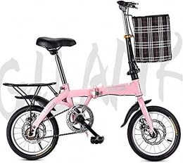 YSSJT Bici pieghevoli Bicicletta pieghevole studente bicicletta singola velocità freno a disco adulto compatto pieghevole bicicletta pieghevole attrezzature-Pink_20 pollici