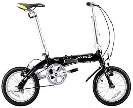 NOLOGO Bici Bicicletta Unisex Folding Bike, da 14 Pollici Mini Single-velocità Urbana Commuter Biciclette, Pieghevole Compatto Bicicletta con parafanghi Anteriore e Posteriore (Color : Black)