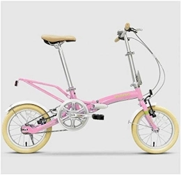 Aoyo Bici pieghevoli Biciclette Mini pieghevole, 14 pollici adulti Donne Single Speed ​​pieghevole bicicletta, leggero portatile Super compatto urbano Commuter biciclette, (Color : Pink)
