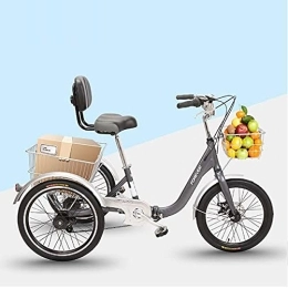 Generic Bici Biciclette pieghevoli a 3 ruote Tricicli per adulti con telaio in acciaio al carbonio con passaggio basso Triciclo pieghevole con cestino per adulti Donne Uomini Anziani (Dimensioni: Nero)