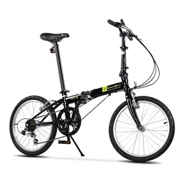 WCY Bici Biciclette pieghevoli, adulti 20" 6 velocità a velocità variabile pieghevole biciclette, sedile regolabile, leggero portatile pieghevole City Bike bicicletta yqaae (Color : Black)